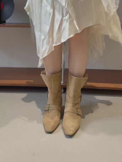 Fold-over Suede Rider Boots